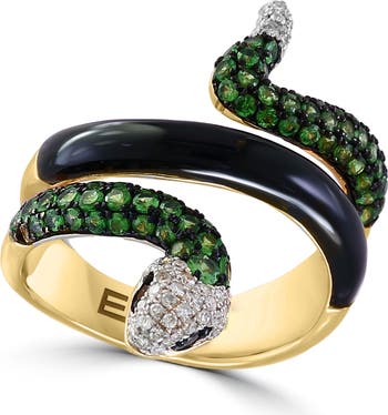 EFFY 14K Gold Diamond & Tsavorite Snake Coil Ring | Nordstromrack