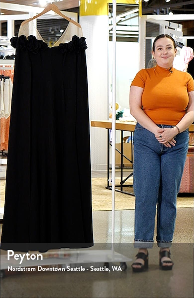 Flower Detail Illusion Shoulder Cape Gown, sales video thumbnail