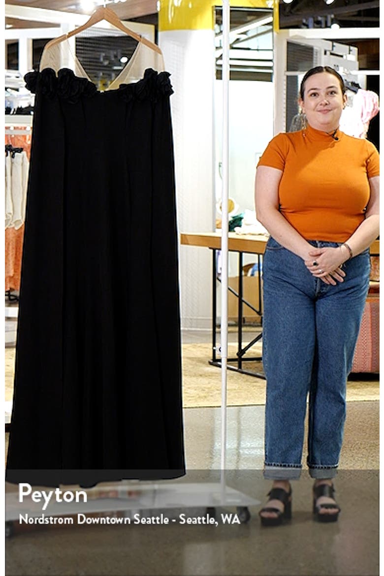 Flower Detail Illusion Shoulder Cape Gown video