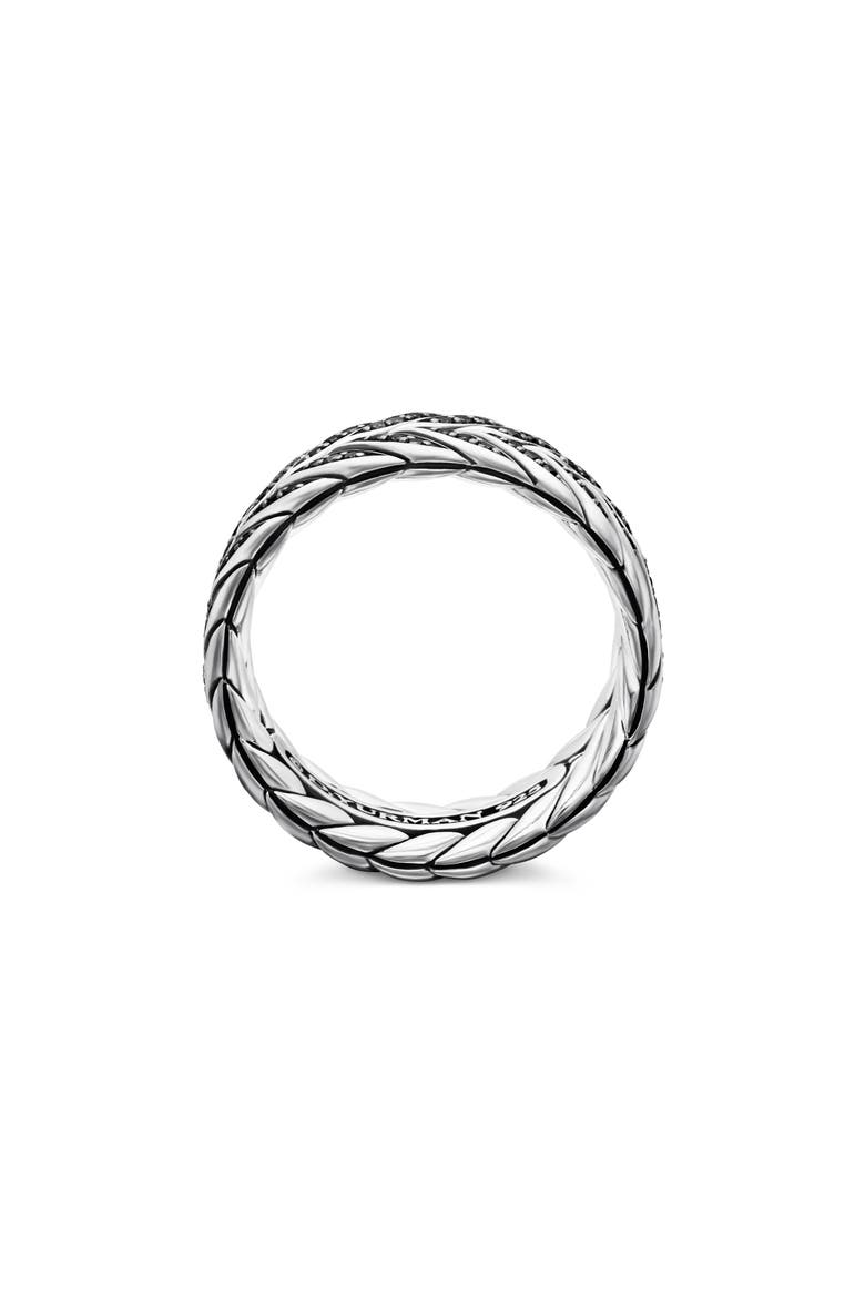 Chevron Band Ring in Sterling Silver with Black Diamonds, 9mm, Alternate, color, BLACK DIAMOND