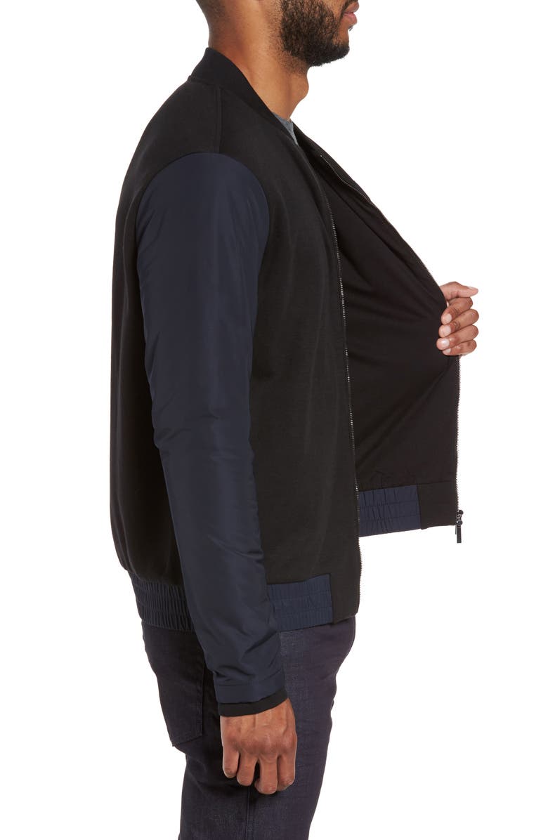 BOSS Skiles 06 Mixed Media Bomber Jacket, Alternate, color, 