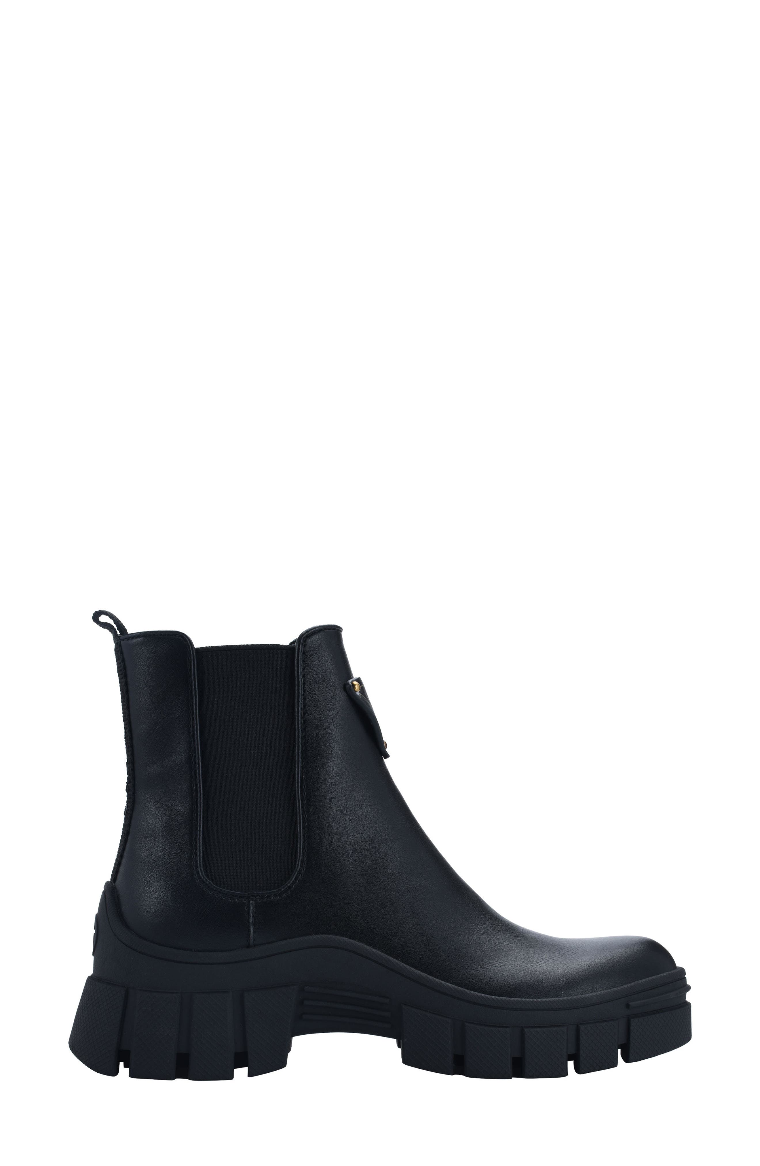 GUESS Hestia Chelsea Boot, Alternate, color, Black/ Black Faux Leather