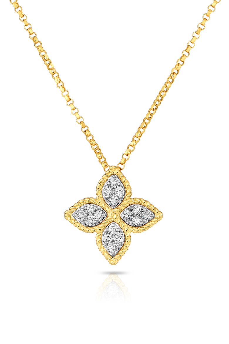 Princess Flower 18k Gold Diamond Necklace, Main, color, 18K YELLOW GOLD