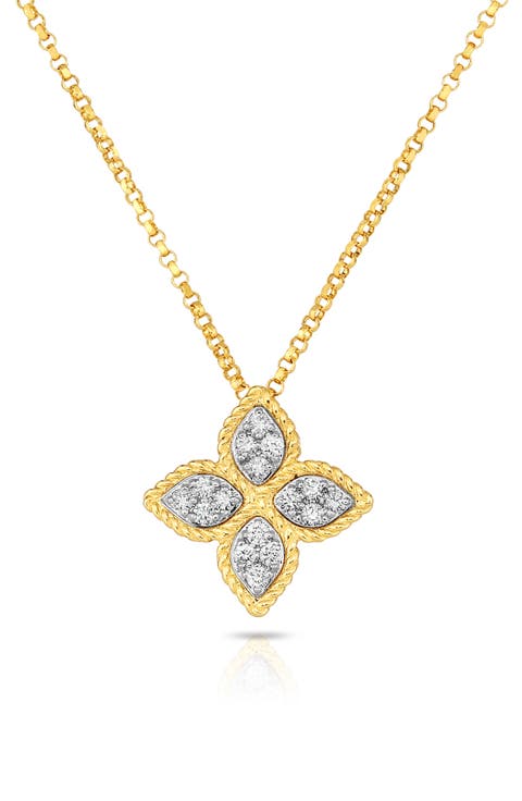 Princess Flower 18k Gold Diamond Necklace