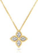 Roberto Coin Princess Flower 18k Gold Diamond Necklace