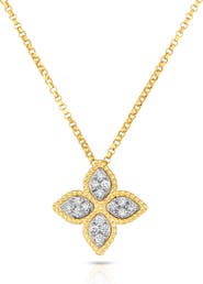 Roberto Coin Princess Flower 18k Gold Diamond Necklace