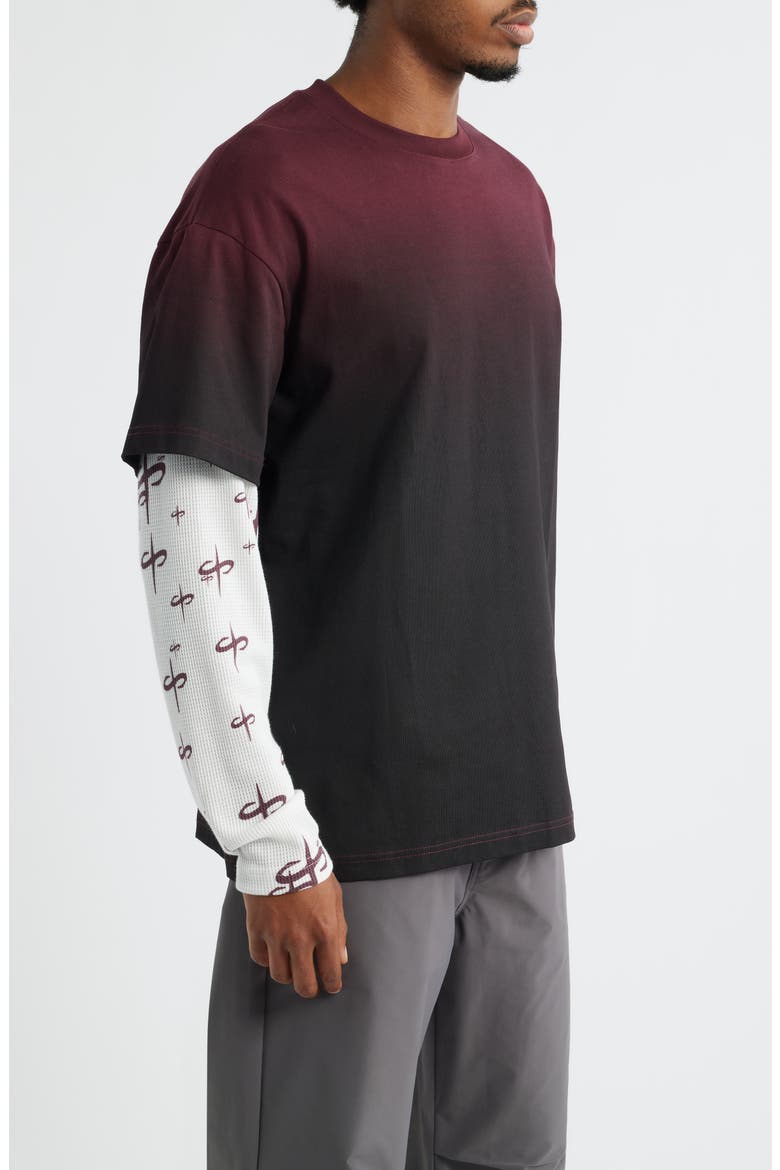 Ispica Long Sleeve Cotton Layered Look T-Shirt, Alternate, color, MAROON