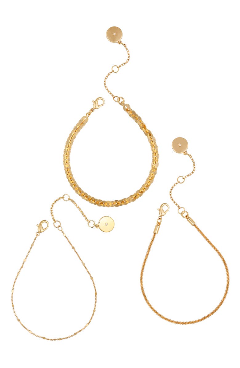 Vince Camuto Set of 3 Mixed Chain Bracelets, Alternate, color, Gold Tone