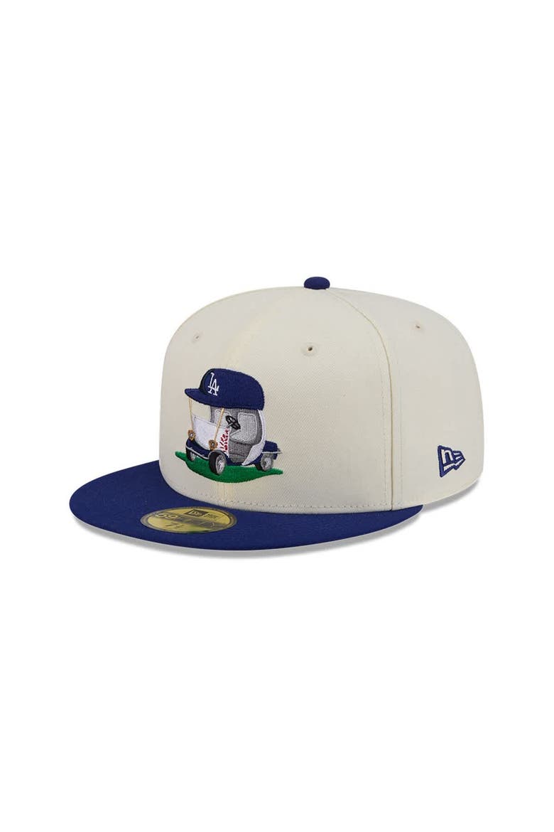 Men's New Era  Cream/Royal Los Angeles Dodgers Bullpen Cart 59FIFTY Fitted Hat, Alternate, color, Cream