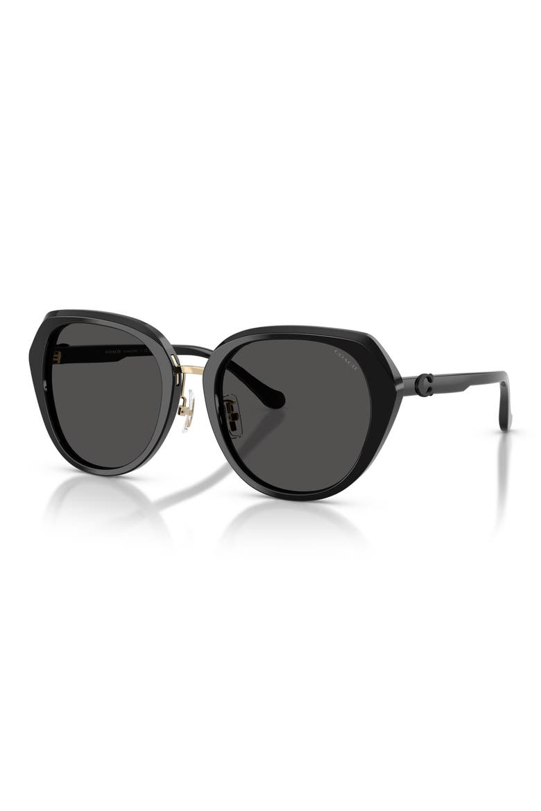 55mm Irregular Round Sunglasses, Alternate, color, BLACK / GREY SOLID