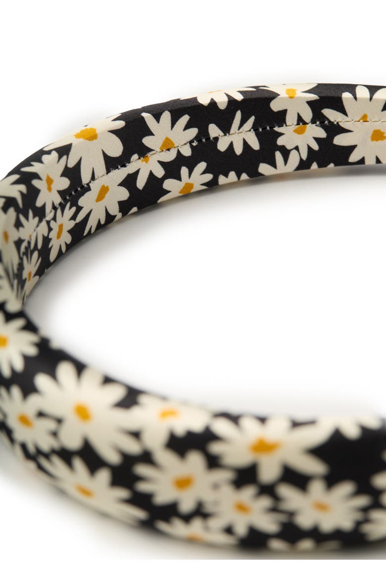 Daisy Silk Headband, Alternate, color, Black & White