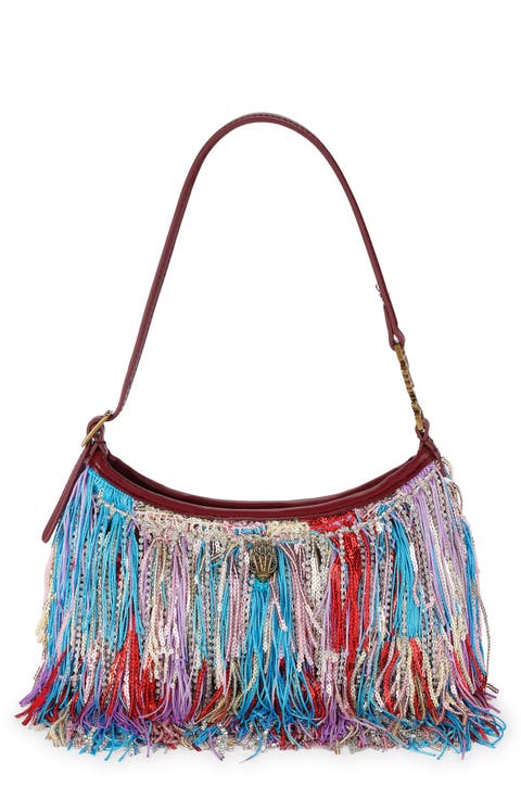 Kurt Sling Faux Leather Fringe Hobo Bag
