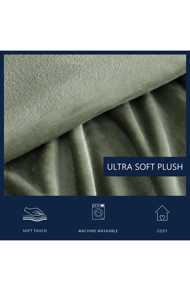Nautica Solid Fleece Throw Blanket, Alternate, color, Fern Green