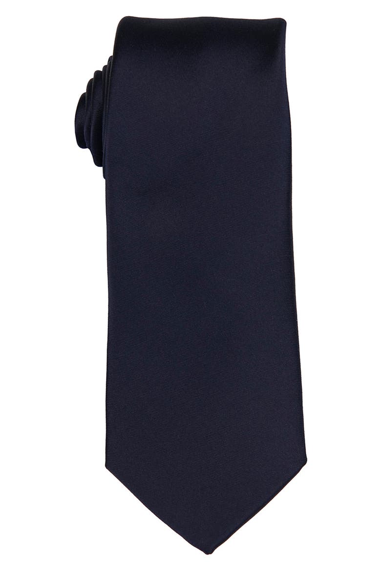 Men's Solid Satin Tie, Main, color, NAVY