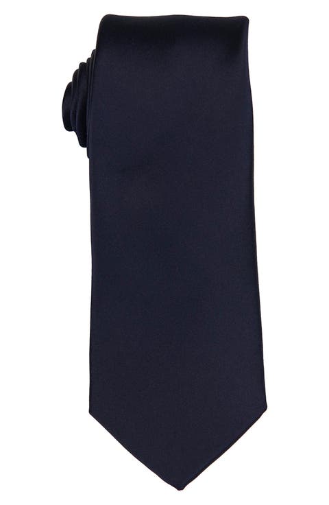 Men's Solid Satin X-Long Tie