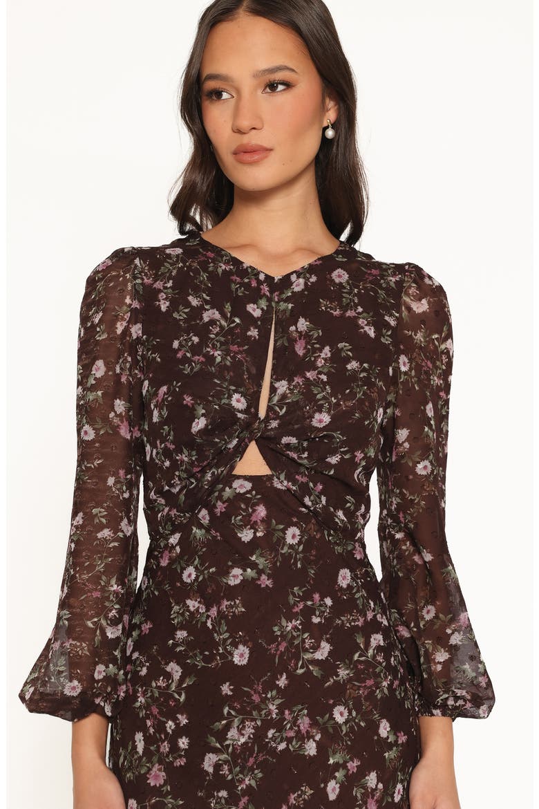 Rosalyn Floral Maxi Dress, Alternate, color, BROWN LILAC FLORAL