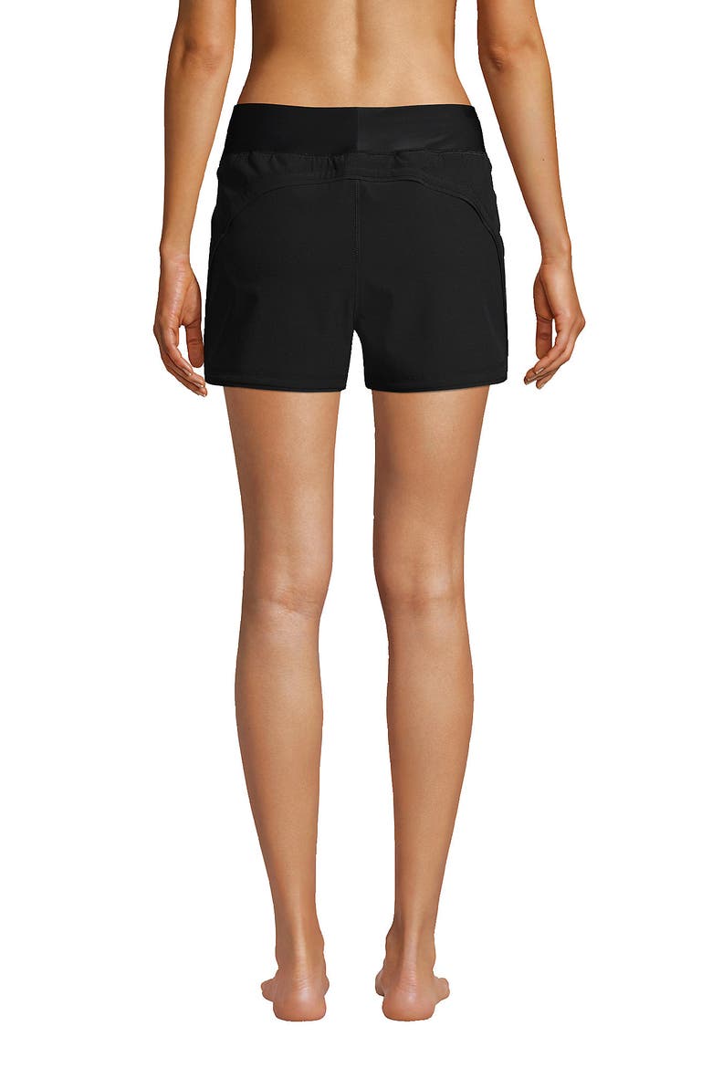 3" Quick Dry Elastic Waist Board Shorts Swim Cover-up Shorts with Panty, Alternate, color, Black