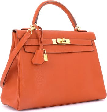 Kelly Handbag Orange Chevre de Coromandel with Gold Hardware 32