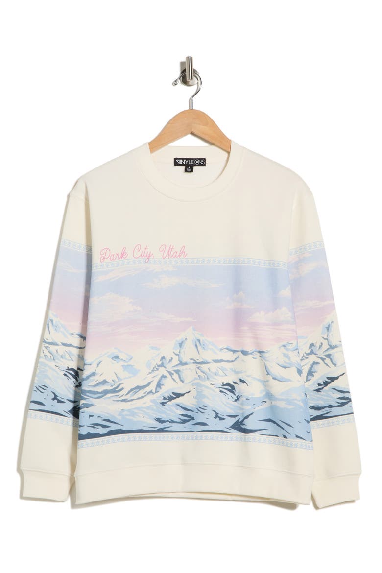 Park City Scene Crewneck Sweatshirt, Alternate, color, MARSHALLOW
