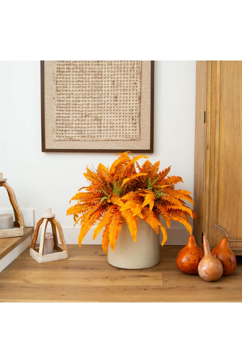 40-in Autumn Artificial Fall Boston Fern - Set of 2, Alternate, color, Orange