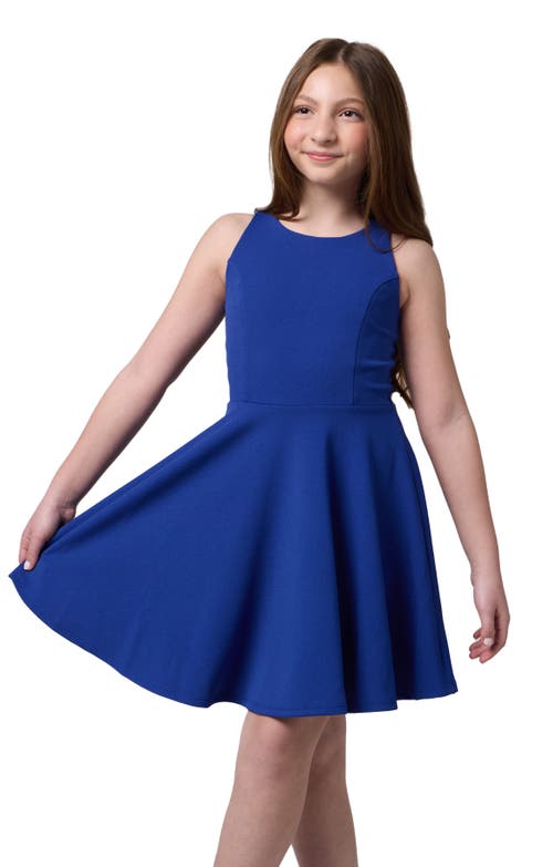 Un Deux Trois Girl's Sleeveless Fit-and-flare Dress In Blue