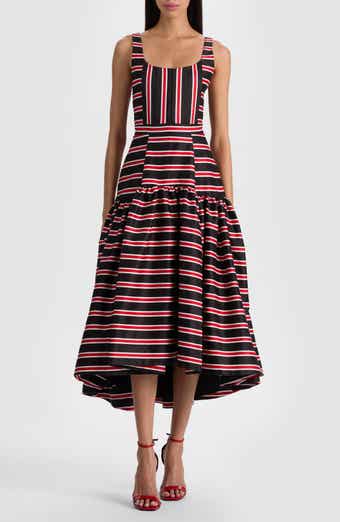 Diana Directional Stripe Structured Cotton Blend Dress