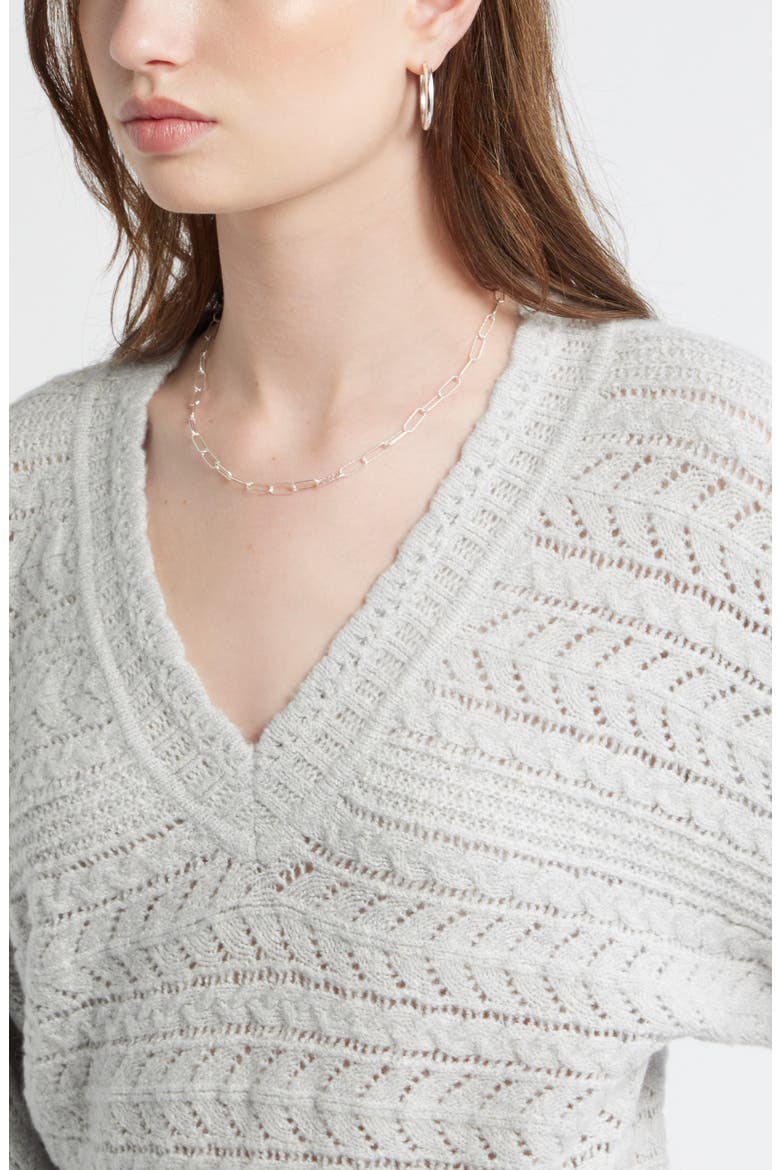 Pointelle Dolman Sleeve Sweater, Alternate, color, GREY LIGHT HEATHER