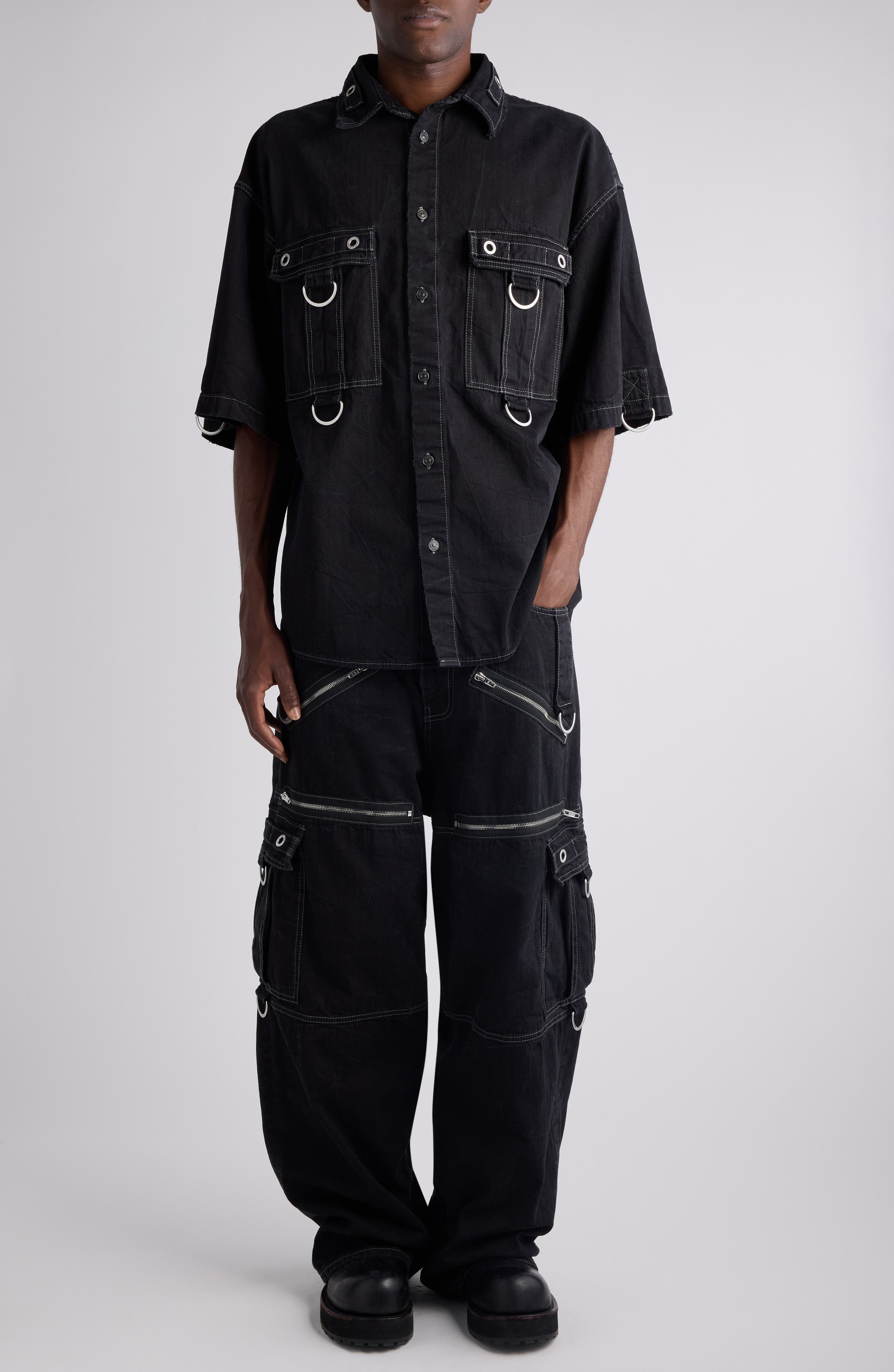 D-Ring Cotton Denim Utility Shirt - image 2