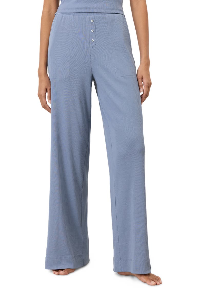 Dream Rib Wide Leg Lounge Pant Made With Organic Cotton, Main, color, Iris Blue