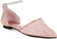 Rag & Co Seymor Faux Pearl Tie Strap Lace Flat