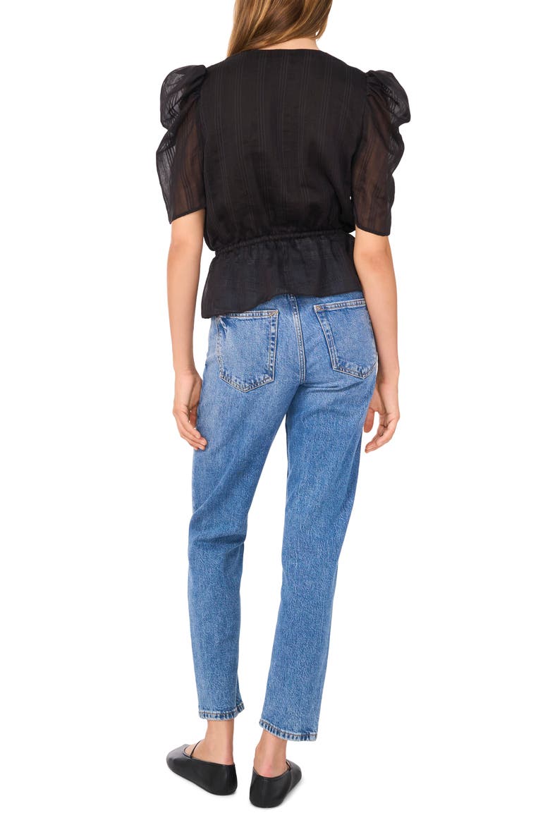Short Sleeve Peplum Shirt, Alternate, color, RICH BLACK