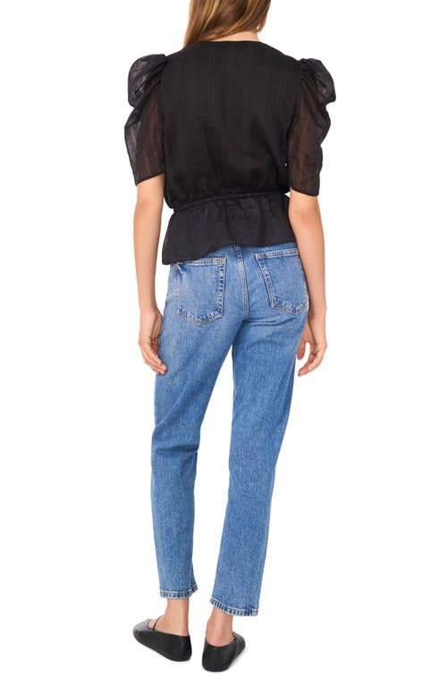 1.state Womens Solid Satin Blouse In Rich Black