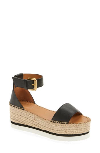 See By Chloé Glyn Espadrille Platform Sandal In Black