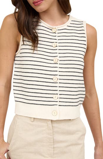 BLU PEPPER BLU PEPPER STRIPE BUTTON FRONT SWEATER VEST
