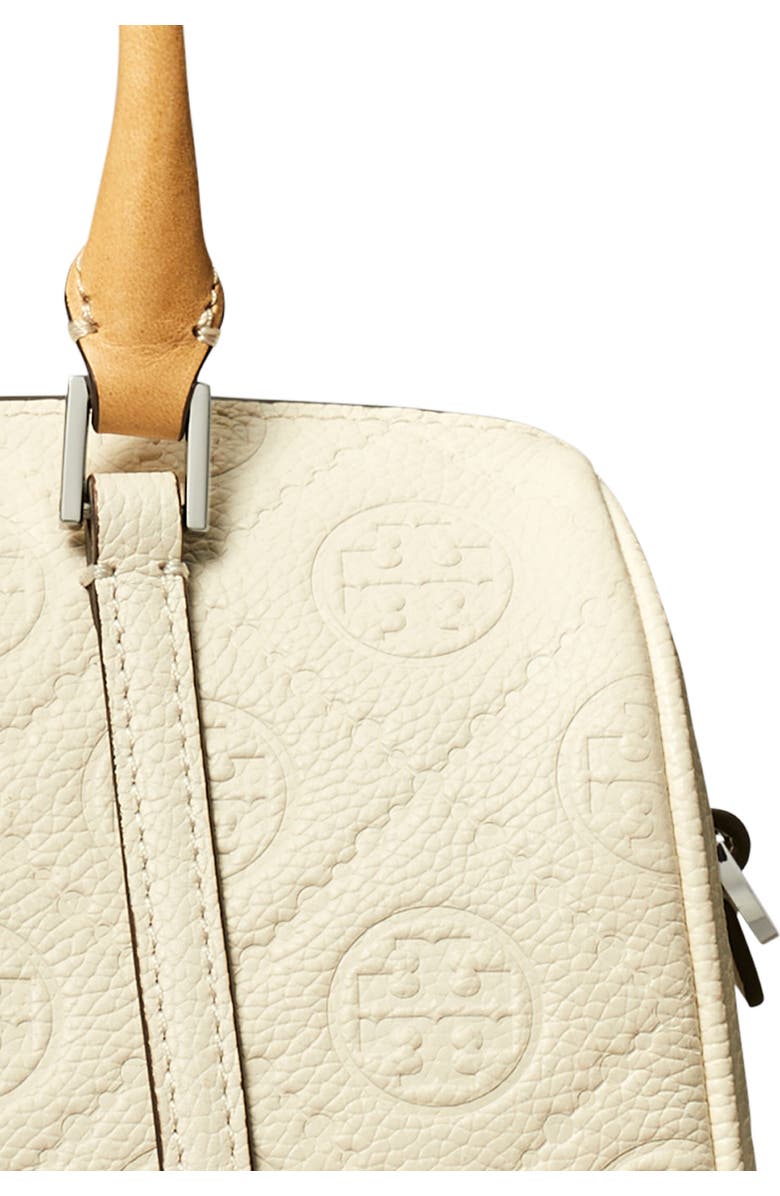 Tory Burch Mini T Monogram Leather Barrel Bag, Alternate, color, Warm White