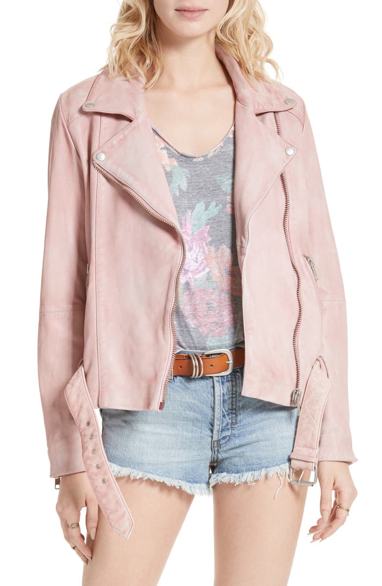 Free People Leather Moto Jacket, Main, color,