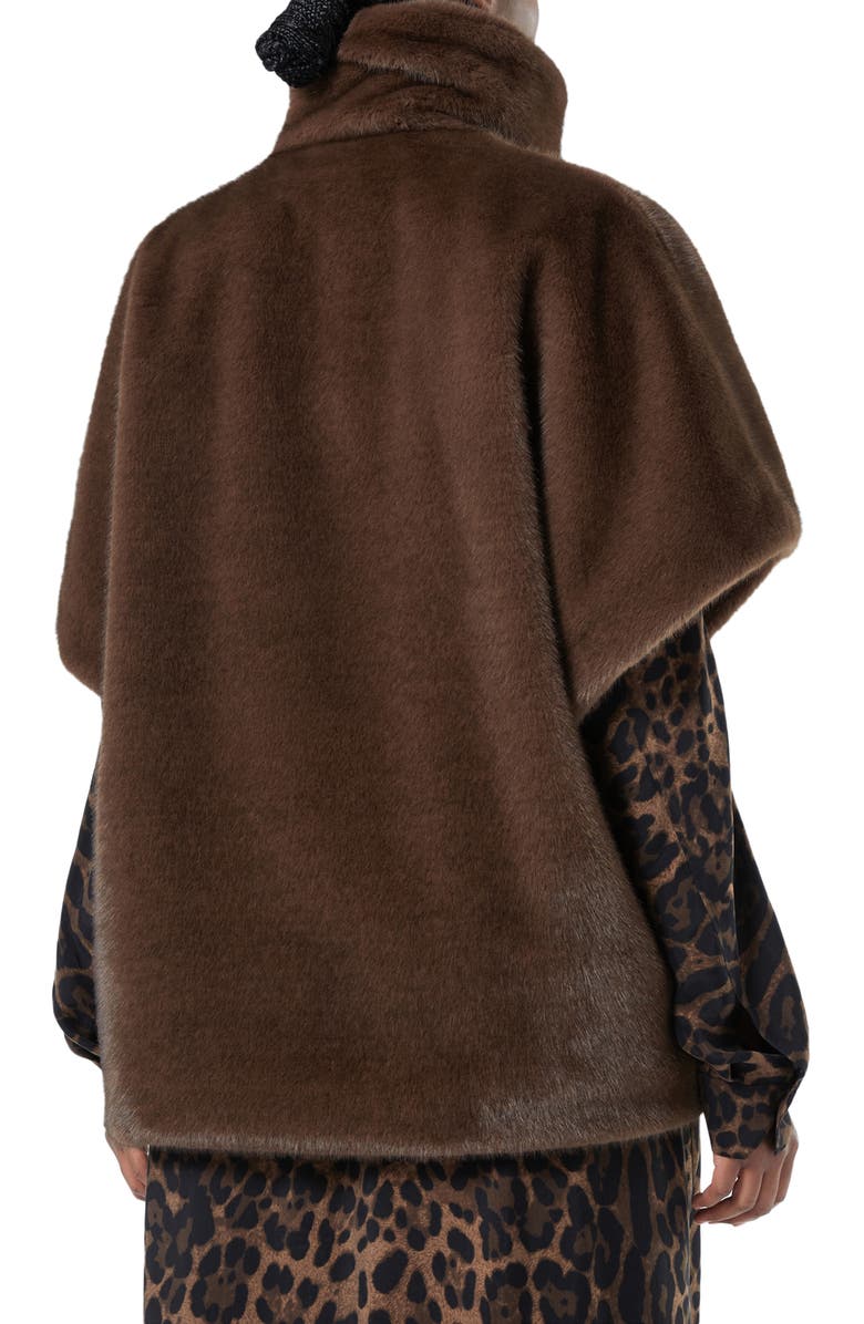 Marina Rinaldi Zenit Short Sleeve Faux Fur Coat, Alternate, color, Chocolate