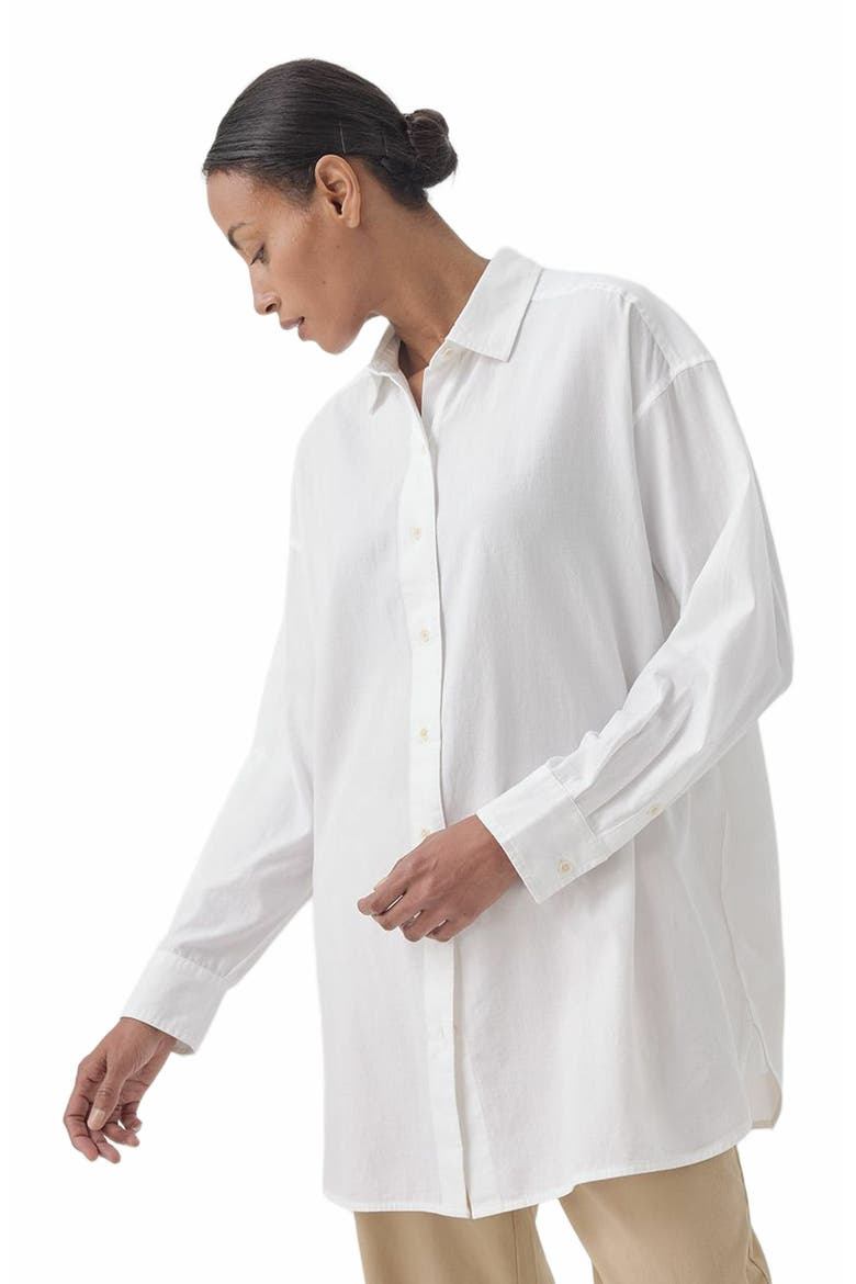 Organic Cotton Sunset Lightweight Cotton Oversized Shirt, Alternate, color, White