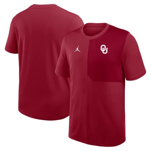 Men's Jordan Brand Crimson Oklahoma Sooners 2025 Sideline UV Performance Coach T-Shirt