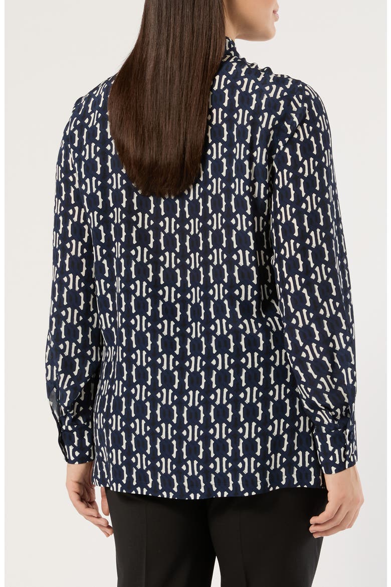 Geometric Print Long Sleeve Shirt, Alternate, color, MIDNIGHT BLUE