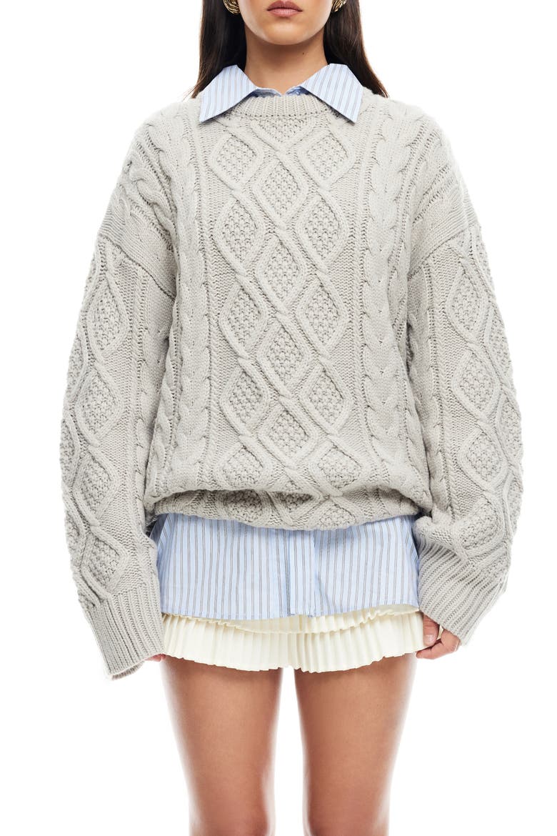 Gigi Oversize Cable Stitch Sweater, Main, color, CLOUD