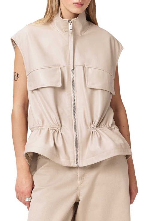 Flor Zip-Up Leather Gilet