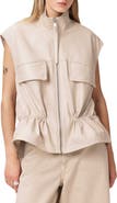 AllSaints Flor Zip-Up Leather Gilet