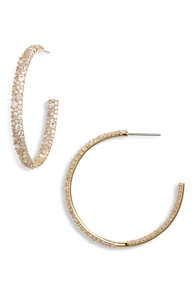 Lima Pavé Hoop Earrings, Main, color, GOLD
