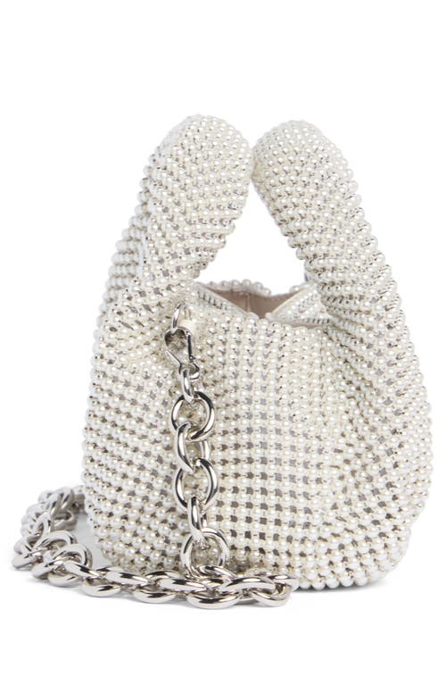 Stuart Weitzman The Moda Faux Pearl Mini Tote In Brown