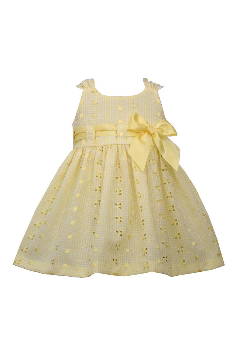 Eyelet Bow Shoulder Dress, Main, color, YELLOW