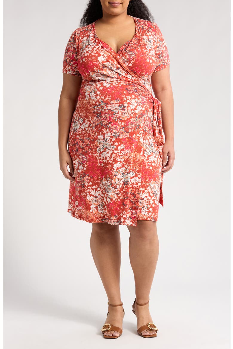Jersey Wrap Dress, Main, color, RUST