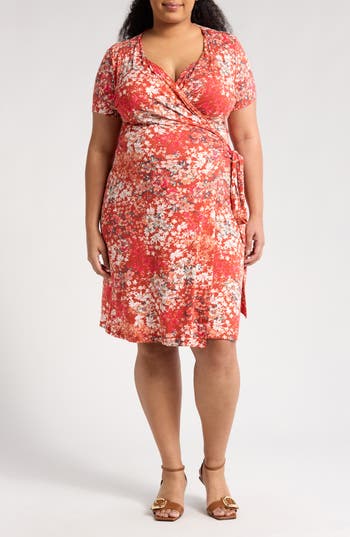 Renee C Jersey Wrap Dress In Rust