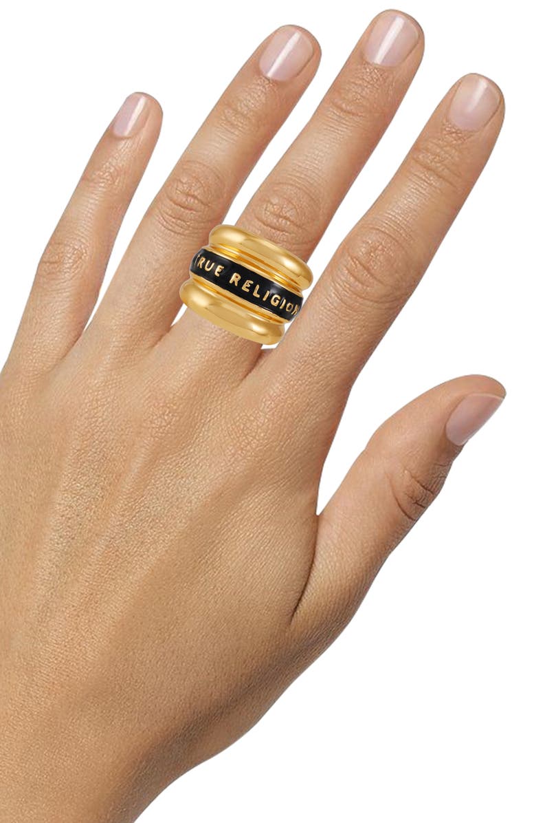 True Religion Logo Cigar Ring, Alternate, color, Gold Tone