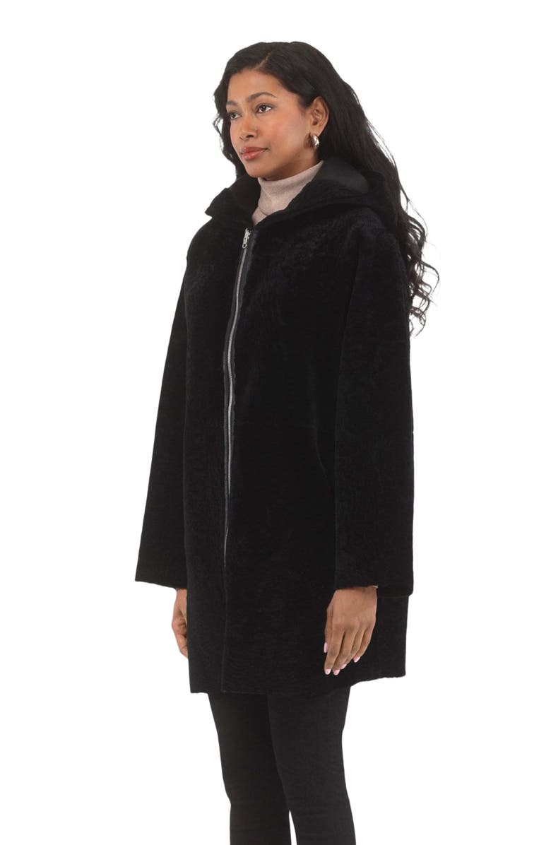 GORSKI Reversible Textured Shearling Lamb Jacket, Alternate, color, Black/Black